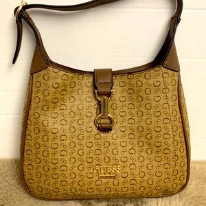 BNWT GUESS HANDBAG MONOGRAM BROWN FAUX LEATHER